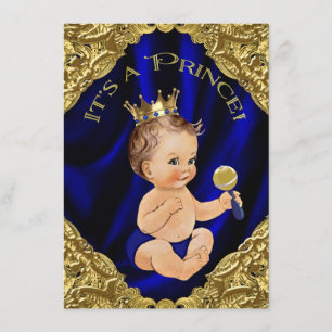Königlich Blau Gold Satin Prinz Baby Shower Einladung