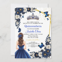 Königlich Blau Gold Schmetterling Quinceañera Einl