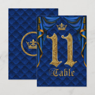 Königlich Blau Goldene Krone Hochzeit Tisch Nummer Einladung
