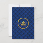 Königlich Blau Goldene Krone Hochzeit Tisch Nummer Einladung (Rückseite)