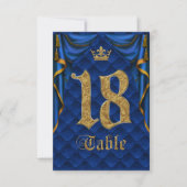 Königlich Blau Goldene Krone Hochzeit Tisch Nummer Einladung (Vorderseite)