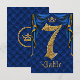 Königlich Blau Goldene Krone Hochzeit Tisch Nummer Einladung