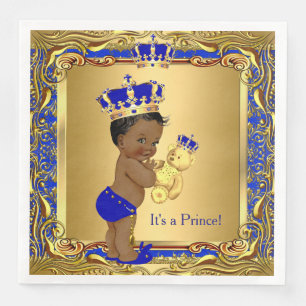 Königlich Blau Prinz Goldene Krone Baby Shower Eth Serviette