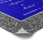 Königlich Blau Silber Hochzeits Willkommensposter Poster (Ecke)