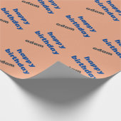 Königlich blau und pfirsichfarben Geburtstag Geschenkpapier (Ecke)