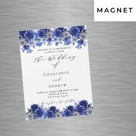 Königlich blaue Blumen Drehbuch Luxus Hochzeit Magneteinladung
