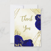 Königlich blaue Blumen goldene Blätter Dankeskarte (Vorderseite)