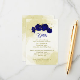 Königlich blaue Blumen goldene botanische Hochzeit Begleitkarte