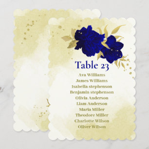 Königlich blaue Blumen Goldkarte Blätter Sitzkarte Einladung