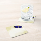 Königlich blaue Blüten - Blätter Hochzeit Rechteckiger Pappuntersetzer (Vor Ort)