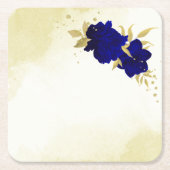 Königlich blaue Blüten - Blätter Hochzeit Rechteckiger Pappuntersetzer (Vorderseite)