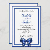 Königlich-blaue, elegante Bogen-Hochzeit Einladung (Vorne/Hinten)