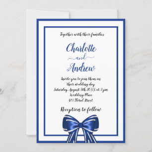 Königlich-blaue, elegante Bogen-Hochzeit Einladung