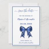 Königlich-blaue, elegante Bughochzeit Sichern des  Save The Date (Vorderseite)