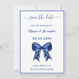 Königlich-blaue, elegante Bughochzeit Sichern des Save The Date