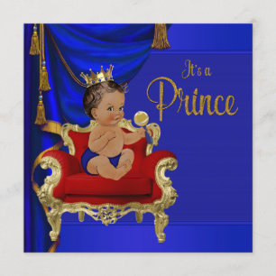 Königlich Blaue Fancy Ethnische Prinz Baby Shower Einladung