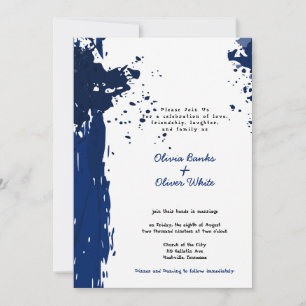 Königlich blaue Farbspritzer - Hochzeitseinladung
