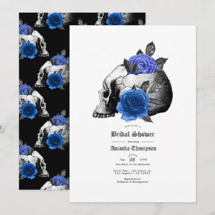 Königlich Blaue Florale Gothic Hochzeitsdusche Einladung
