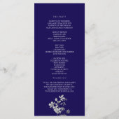 Königlich Blaue Florale Hochzeitsprogramm Programm (Rückseite)