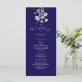 Königlich Blaue Florale Hochzeitsprogramm Programm (Stehend Vorderseite)