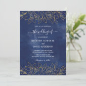 Königlich-Blaue Hochzeit Einladung (Stehend Vorderseite)