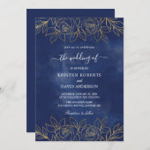 Königlich-Blaue Hochzeit Einladung (Vorne/Hinten)