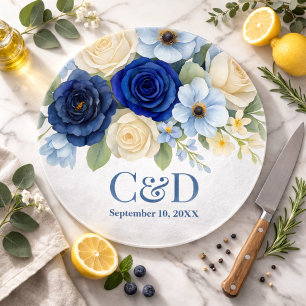 Königlich blaue Hochzeits-Erinnerung Elfenbein-Blu Schneidebrett