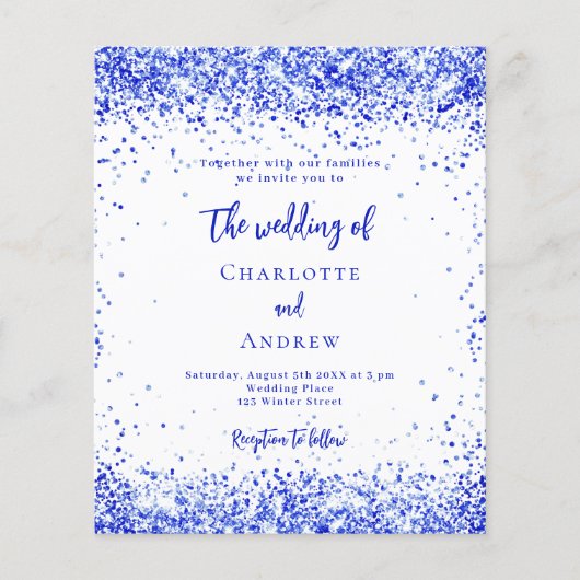 Königlich-blaue Hochzeitseinladung (Vorderseite)
