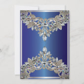Königlich blaue Hochzeitseinladung mit Diamanten Einladung (Rückseite)