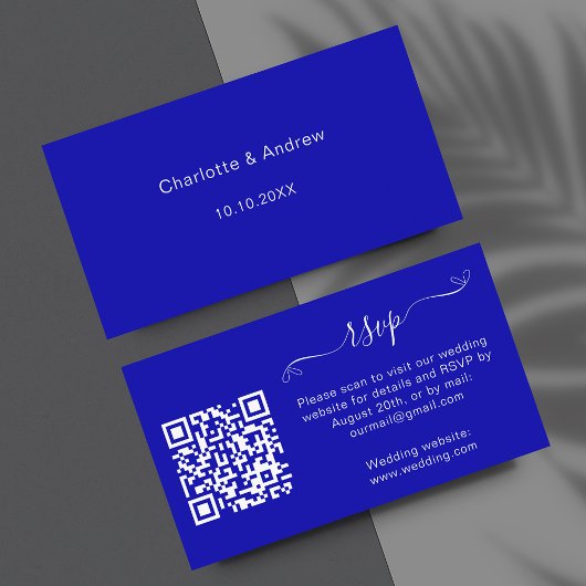 Königlich blaue Hochzeitungs-Antwort-Website QR-UA Begleitkarte