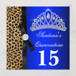 Königlich blaue Leopard Quinceanera-Einladungen Einladung