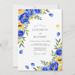 Königlich Blaue Malerische Botanische Hochzeit Einladung