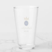 Königlich blaue Monogramm-Hochzeit Glas (Rückseite)