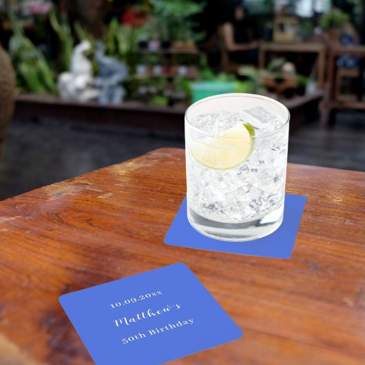 Königlich-blaue Namensschrift Geburtstag Rechteckiger Pappuntersetzer