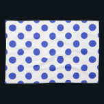 Königlich blaue Polka-Punkte Handtuch<br><div class="desc">Royal Blue Polka Punkte auf weißem Hintergrund</div>