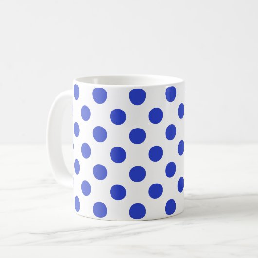 Königlich blaue Polka-Punkte Kaffeetasse (Vorderseite Links)