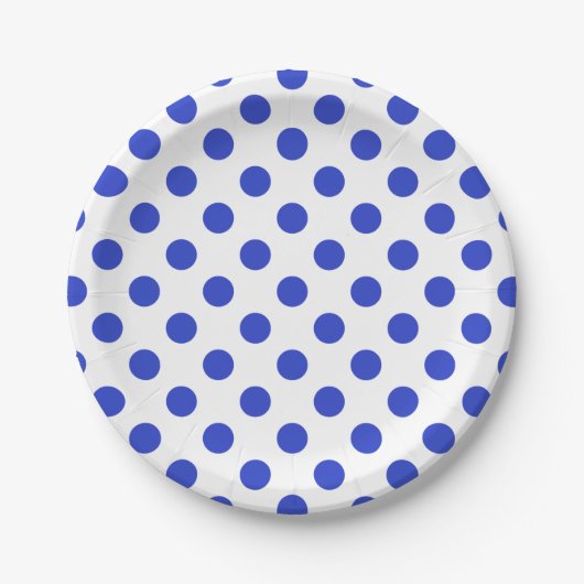 Königlich blaue Polka-Punkte Pappteller (Vorderseite)