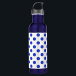 Königlich blaue Polka-Punkte Trinkflasche<br><div class="desc">Royal Blue Polka Punkte auf weißem Hintergrund</div>