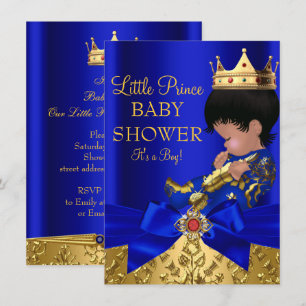 Königlich blaue Prinz-Junge-Baby-Party African Ame Einladung