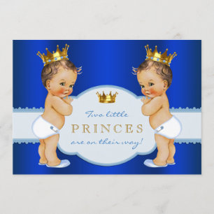 Königlich blaue Prinz-Zwilling-Jungen-Babyshower Einladung
