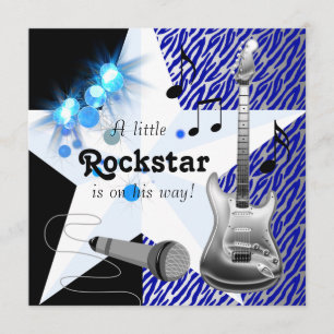 Königlich blaue Rockstar-Baby-Party Einladung
