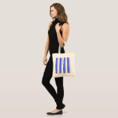 Königlich blaue Schattenstreifen Tragetasche (Vorderseite (Model))
