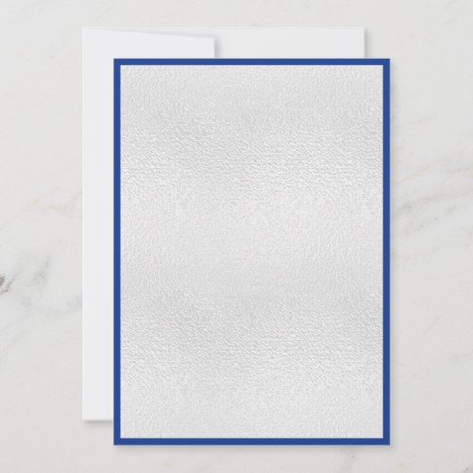 Königlich-blaue Silberbogen-Hochzeit Einladung (Rückseite)