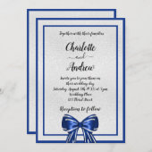 Königlich-blaue Silberbogen-Hochzeit Einladung (Vorne/Hinten)