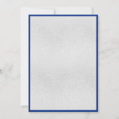 Königlich-blaue Silberbogen-Luxushochzeit Einladung (Rückseite)