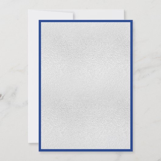 Königlich-blaue Silberbogen-Luxushochzeit Einladung (Rückseite)