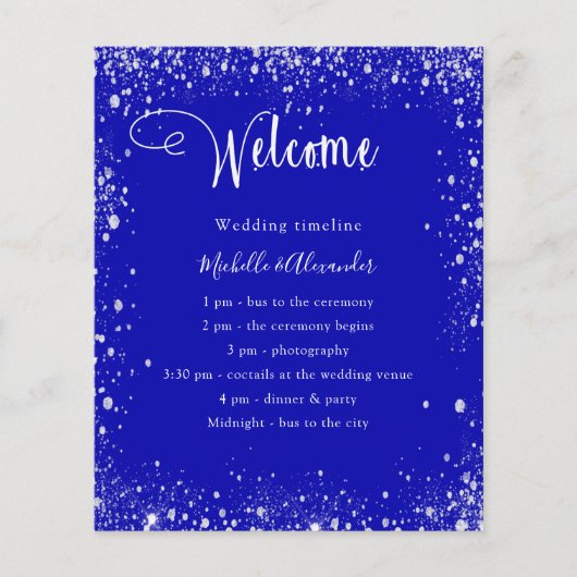 Königlich blaue Silberhochzeit Details Budget Flyer (Vorne)