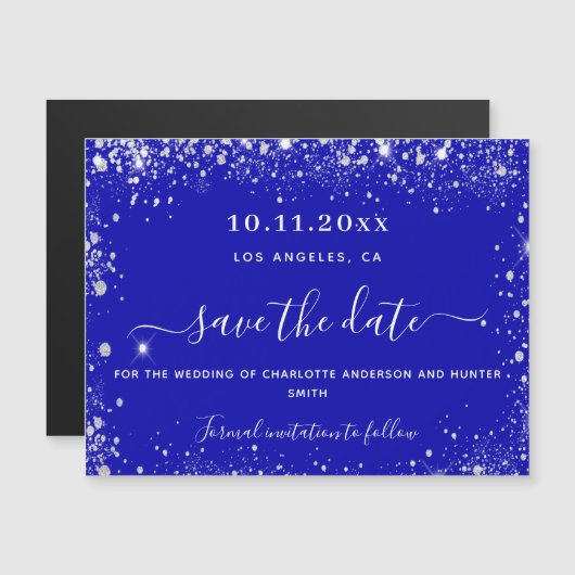 Königlich blaue Silberhochzeit speichert den Datum Magnetkarte (Vorne/Hinten)