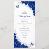 Königlich blaue silberne Quinceanera-Ereignisreihe Programm (Rückseite)