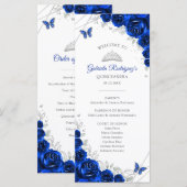 Königlich blaue silberne Quinceanera-Ereignisreihe Programm (Vorne/Hinten)